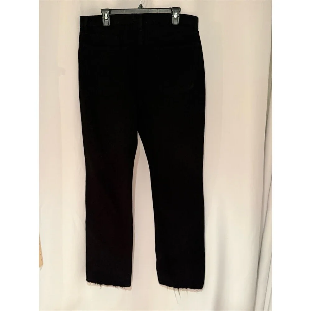 FRAME The Straight Baggy Jeans Womens Size 32 Black Wide-Leg Raw Hem - Picture 6 of 12